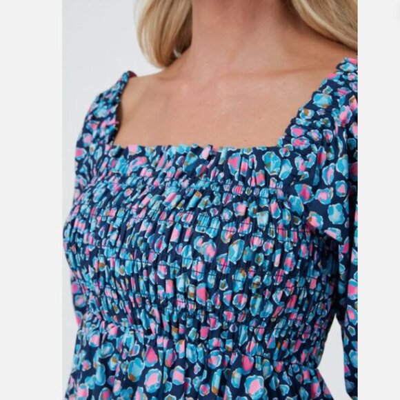 Cotton navy Lilly Pulitzer Beyond Beyonca Long Sleeve Smocked Babydoll Dress  XL - Picture 11 of 16